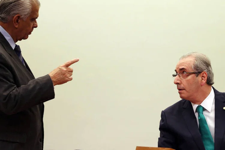 
	Cunha: houve tumulto, e o presidente do colegiado, Jos&eacute; Carlos Ara&uacute;jo, pediu ordem e disse que o representado no colegiado &eacute; Cunha, e n&atilde;o Delgado
 (Adriano Machado / Reuters)
