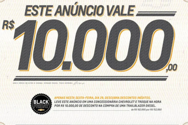 Cupom de desconto da Black Friday 2013  da Chevrolet (Divulgação)