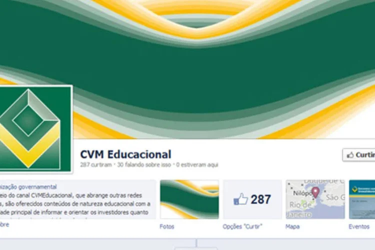 
	P&aacute;gina da CVM no Facebook: publica&ccedil;&atilde;o dos fatos relevantes das companhias em suas p&aacute;ginas do Twitter ou Facebook &eacute; vista como um complemento das informa&ccedil;&otilde;es oficiais
 (Reprodução)