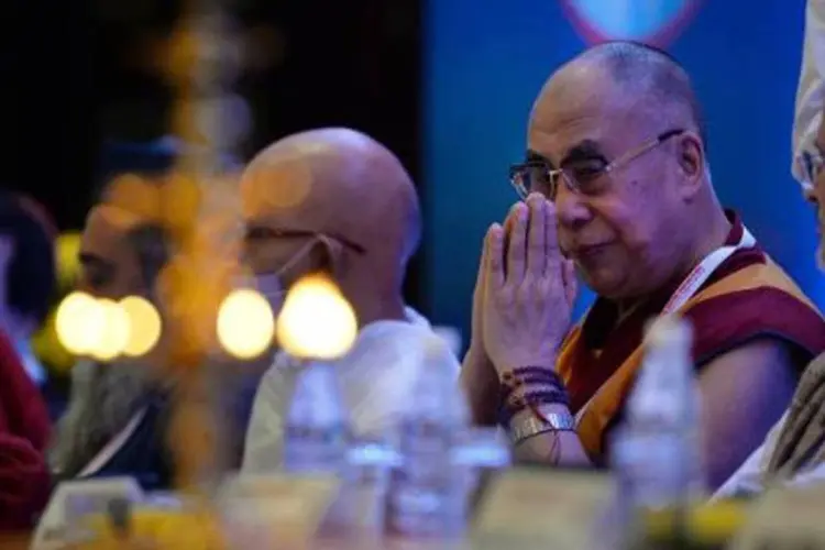 O Dalai Lama participa de uma reunião na Índia: visto do Dalai Lama foi negado (Chandan Khanna/AFP)