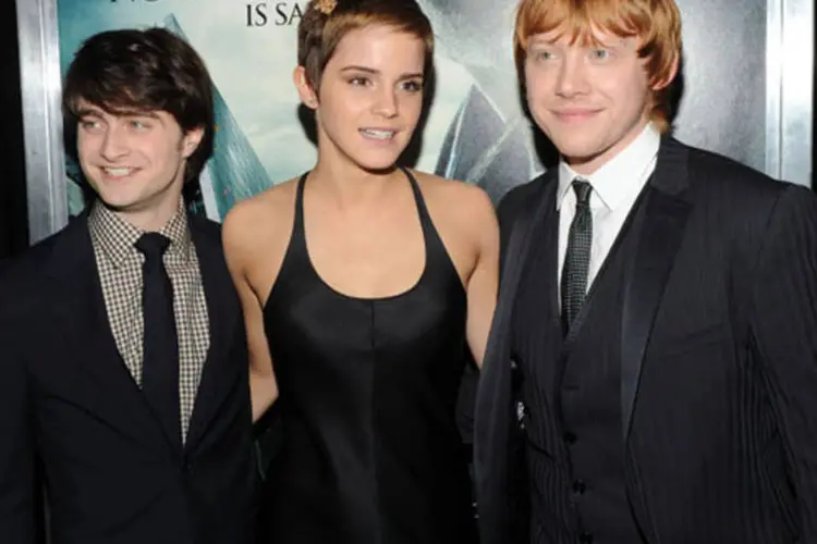 Os três protagonistas da saga do bruxinho, Harry Potter, primeiro lugar em arrecadação (Getty Images)