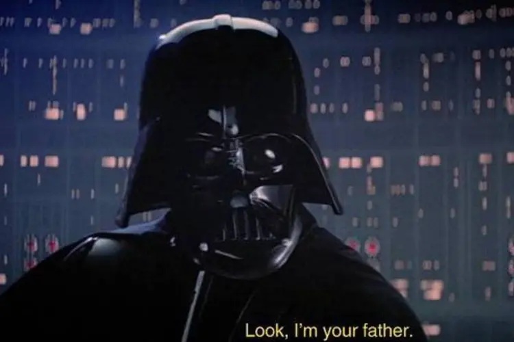 
	Darth Vader, do filme &quot;Star Wars&quot;, trocando o nome de Luke por &quot;look&quot; (&quot;olhe&quot;, em ingl&ecirc;s)
 (Divulgação/Numb9)