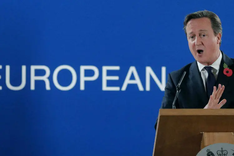 
	David Cameron, o primeiro-ministro brit&acirc;nico: PIB brit&acirc;nico aparece como um est&iacute;mulo para Cameron antes da elei&ccedil;&atilde;o nacional em 7 de maio
 (Christian Hartmann/Reuters)