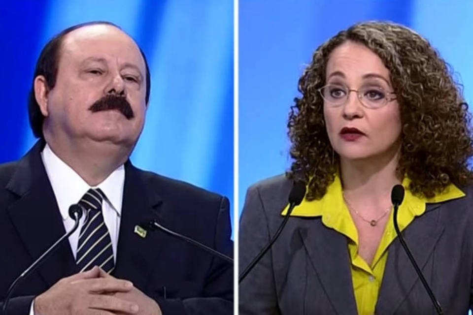 Levy Fidélix e Luciana Genro esquentaram o debate na Record com discussões sobre homofobia (Reprodução/YouTube/RenJG+)