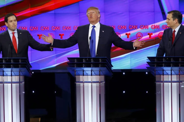 
	Debate: &quot;Se construir o muro (entre M&eacute;xico e Estados Unidos) como construiu as Torres Trump ele vai usar a m&atilde;o de obra de imigrantes ilegais&quot;, disse Rubio
 (Mike Stone / Reuters)
