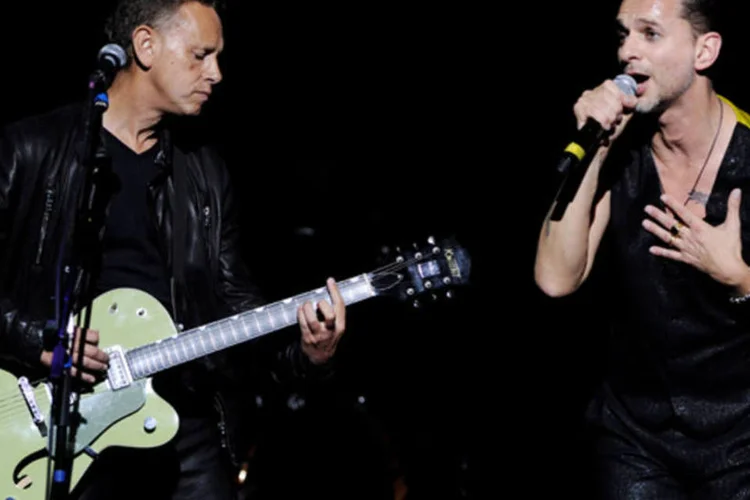 Depeche Mode se apresenta em show: com mais de 75 milhões de cópias vendidas, o Depeche Mode aparece como uma das principais bandas de música eletrônica de mundo (Kevin Winter/ Getty Images)
