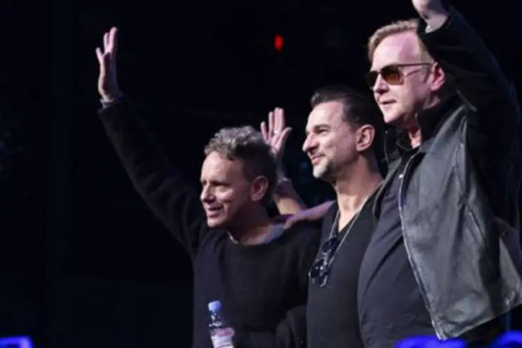 
	Membros do Depeche Mode na entrevista coletiva em Paris: neste m&ecirc;s chegar&aacute; ao p&uacute;blico o &aacute;lbum em est&uacute;dio n&uacute;mero 13 da banda
 (©AFP / Miguel Medina)