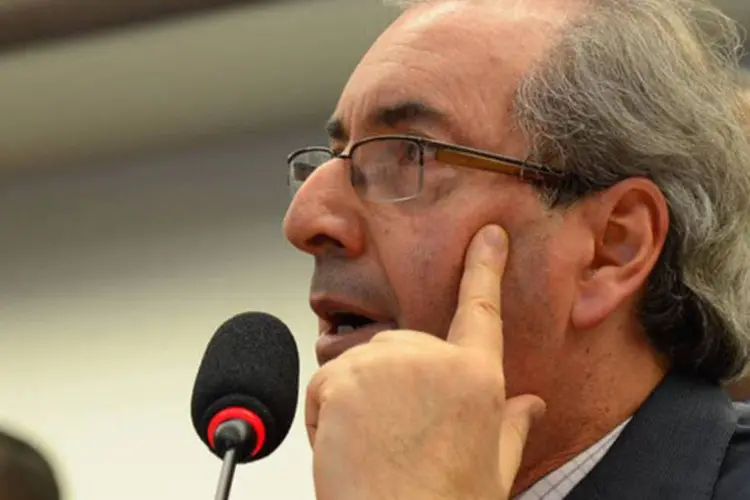 
	L&iacute;der do PMDB, deputado Eduardo Cunha, durante reuni&atilde;o da bancada do partido na C&acirc;mara, em Bras&iacute;lia
 (Valter Campanato/Agência Brasil)