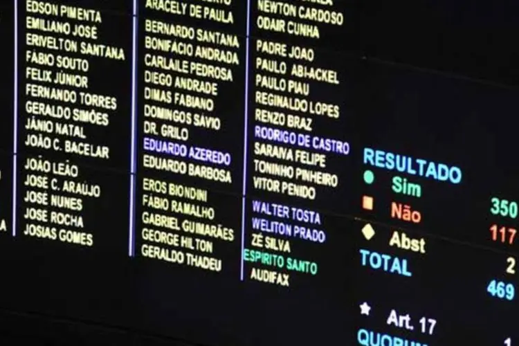 Painel com o resultado da votação do reajuste do salário mínimo: Tiririca errou (Renato Araújo/Agência Brasil)