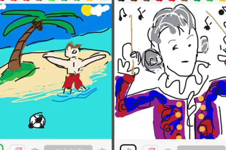 6 bilhões de desenhos como estes (representando Tom Hanks e Mozart) já foram criados no Draw Something (drawsomethings.com)