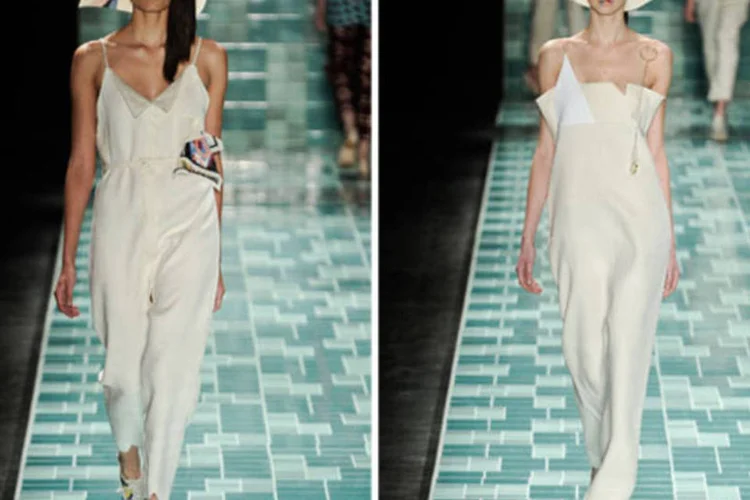 O desfile foi predominantemente em cru e branco. Cores apareceram nos detalhes (Agência Fotosite/Divulgação)