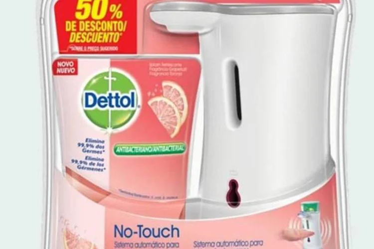 Dettol No-Touch: sabonete líquido com 250 ml estará disponível nas fragrâncias chá verde e gengibre, pepino e grapefruit (Divulgação)