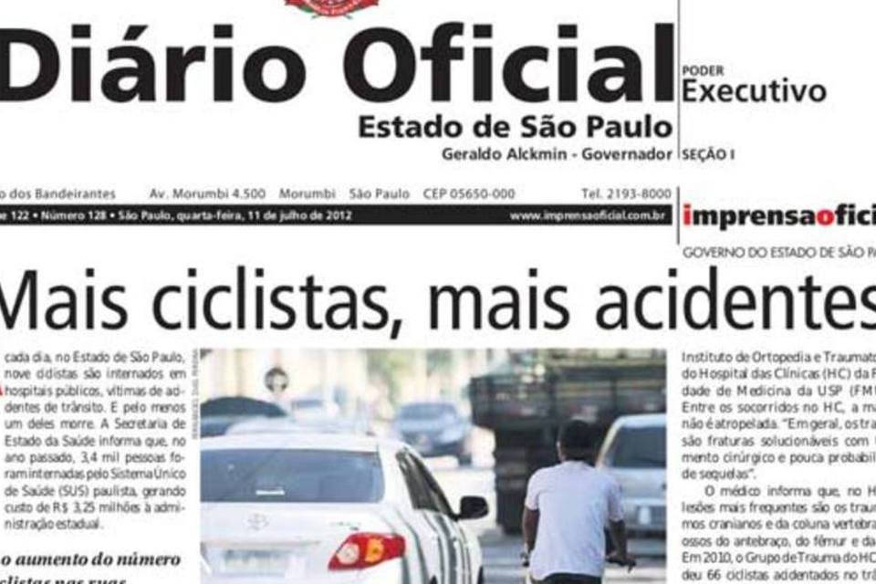Diário Oficial de SP sugere: não use bicicleta nas ruas