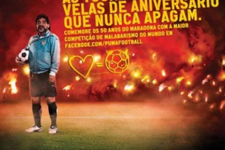 Chamado de "Deus" no futebol argentino, Maradona ganhou da Puma o apelido de "Rei", assim como Pelé (Divulgação/Puma)
