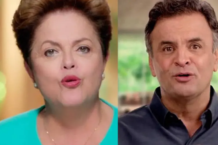 
	Dilma e A&eacute;cio em propaganda eleitoral
 (Reprodução/YouTube)