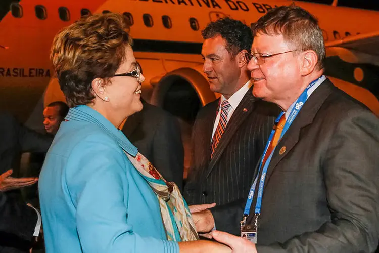 
	Dilma Rousseff durante sua chegada a Brisbane, na Austr&aacute;lia
 (Roberto Stuckert Filho/PR)