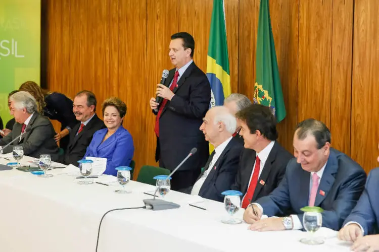 Dilma e PSD: evento serviu para partido endossar apoio ao 2º mandato de Dilma e cacifar Kassab (Roberto Stuckert Filho/PR)