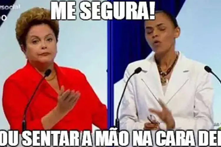 Meme: imagem brinca com reação de Dilma a afirmação de Marina Silva durante debate (Reprodução)