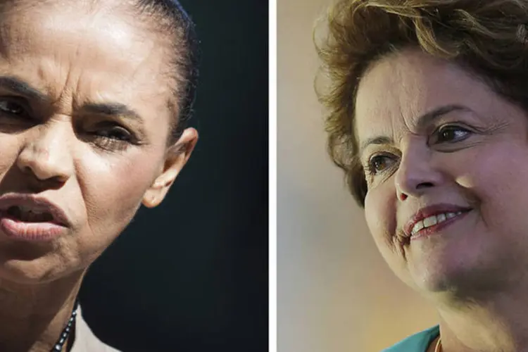 
	Dilma Roussef e Marina Silva: &quot;ela tem uma posi&ccedil;&atilde;o favor&aacute;vel aos bancos, eu n&atilde;o tenho&quot;, afirmou Dilma
 (Bruno Santos/Ueslei Marcelino/Reuters)