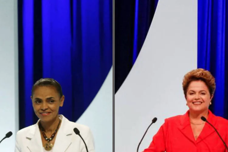 Marina Silva e Dilma Rousseff em debate do SBT realizado em 01/09/2014 (Reuters)
