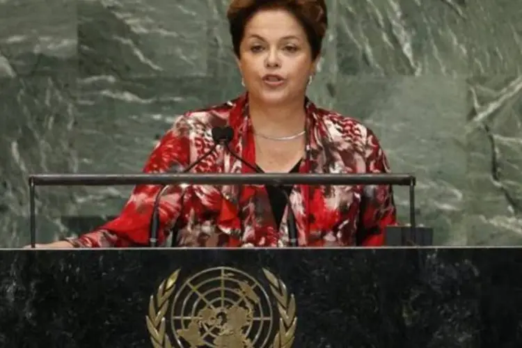 
	Dilma Rousseff discursa na Assembleia-Geral da ONU, em 2012: &ldquo;O Brasil apoia o reconhecimento do Estado Palestino como membro pleno&quot;, disse a presidente
 (Mike Segar/Reuters)