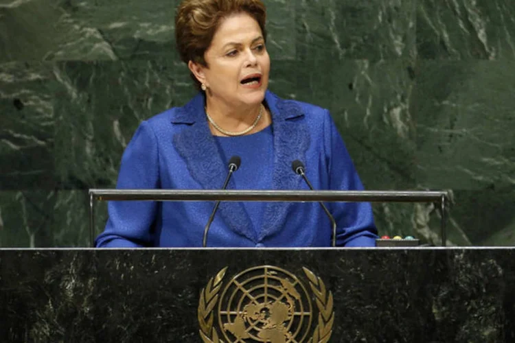 
	Presidente Dilma Rousseff discursa na Assembleia Geral da ONU, em 2014
 (Mike Segar/Reuters)