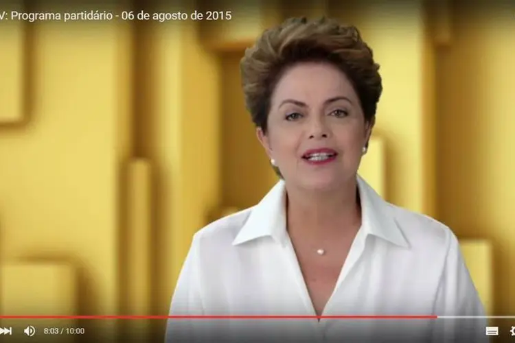 
	Presidente Dilma Rousseff no programa do PT na semana passada
 (Reprodução/YouTube)