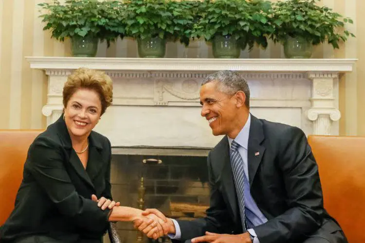 
	Dilma Rousseff durante reuni&atilde;o de trabalho com Barack Obama
 (Roberto Stckert Filho/PR)