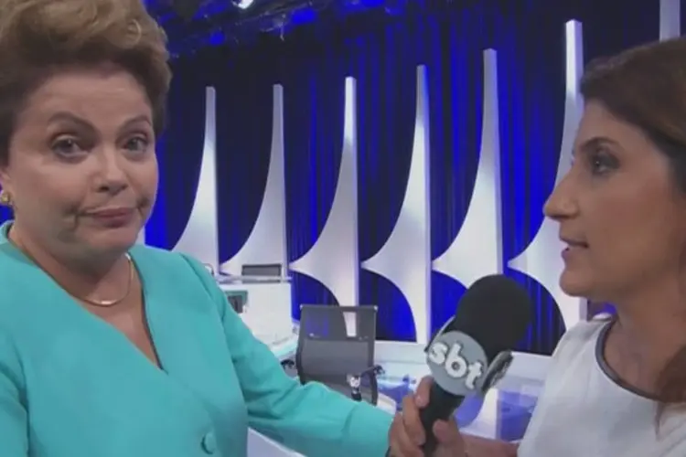
	Dilma ap&oacute;s debate no SBT: candidata afirmou que sua press&atilde;o caiu
 (Reprodução/YouTube/RenJG)
