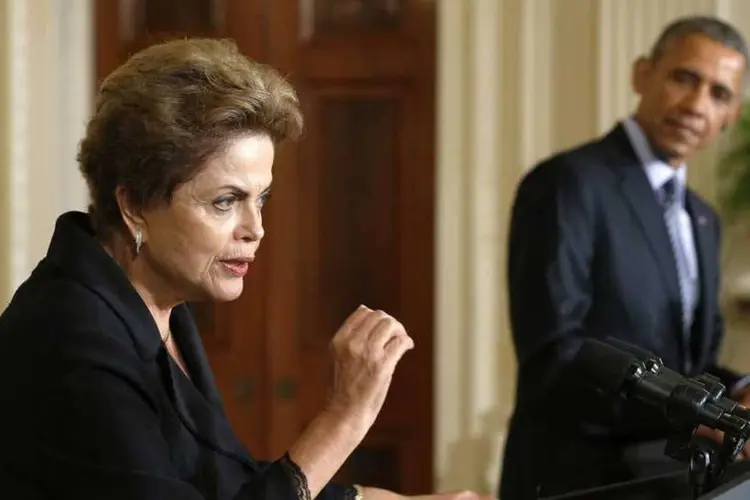 
	A presidente Dilma Rousseff e o presidente Barack Obama durante viagem da petista aos Estados Unidos.
 (REUTERS)