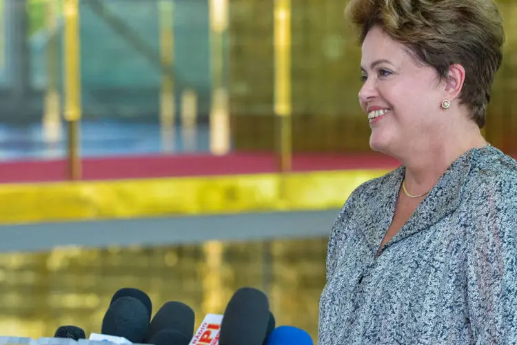 
	Dilma Rousseff (PT) durante entrevista coletiva em Bras&iacute;lia
 (Cadu Gomes/Dilma 13)