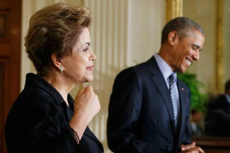 
	A presidente Dilma Rousseff e o presidente dos EUA, Barack Obama: eles conversaram sobre os &quot;progressos&quot;
 (REUTERS/Jonathan Ernst)