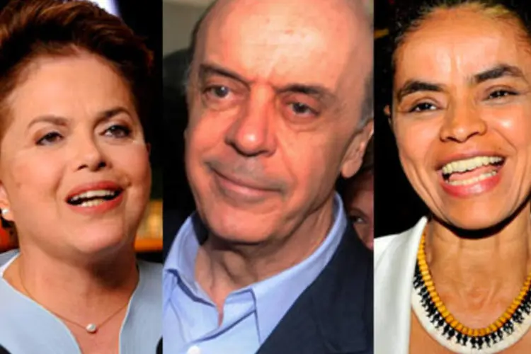 Da esquerda para a direita, os 3 principais candidatos à presidência: Dilma Rousseff, pelo PT; José Serra, pelo PSDB; e Marina Silva, pelo PV (Arquivo/ABr)