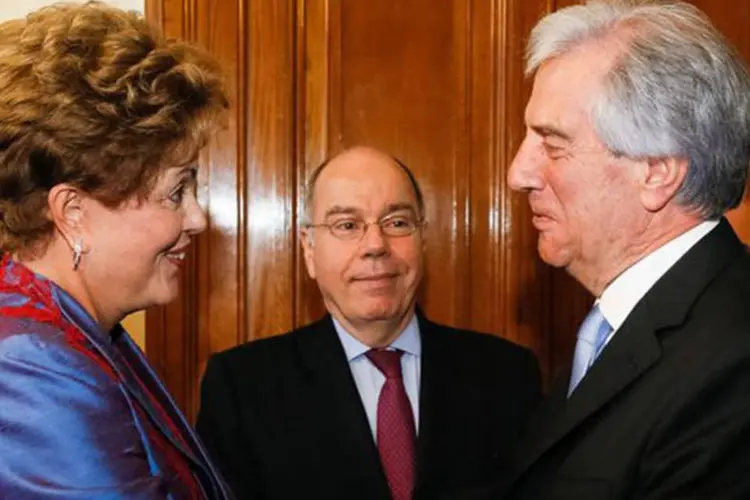 
	Dilma Rousseff durante encontro bilateral com o presidente do Uruguai, Tabar&eacute; V&aacute;zquez
 (Roberto Stuckert Filho/PR)