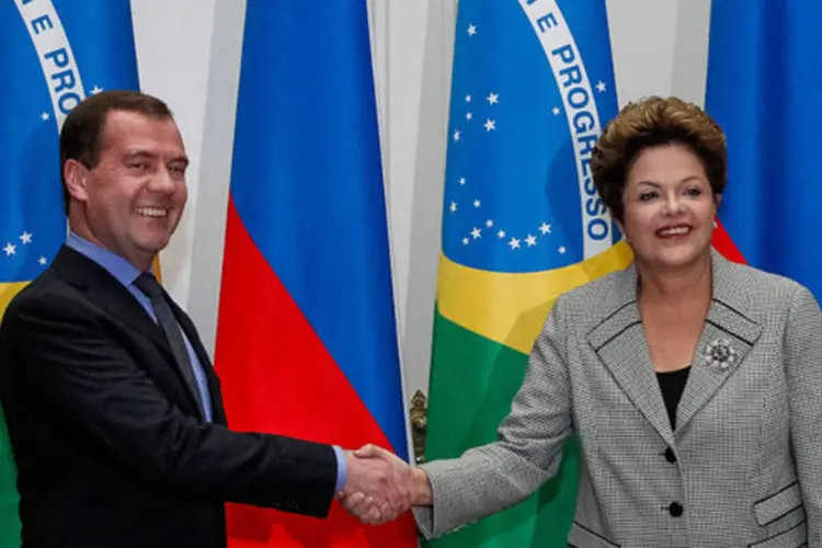 
	Presidente Dilma Rousseff durante encontro com premi&ecirc; russo: &quot;seria algo muito interessante&quot;, disse Medvedev sobre passar o carnaval no Brasil
 (Roberto Stuckert Filho/PR)
