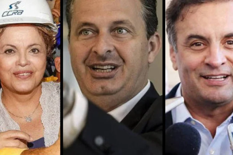 
	Dilma, Campos e A&eacute;cio: margem de erro &eacute; de tr&ecirc;s pontos porcentuais para mais ou para menos
 (Montagem EXAME.com // Divulgação/Facebook Dilma Rousseff // Paulo Fridman/Bloomberg // Divulgação/Facebook Aécio Neves)