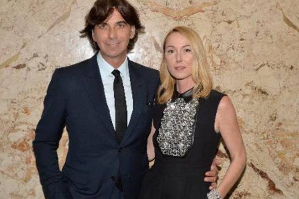 Patrizio di Marco e Frida Giannini, em Nova York: os dois serão substituídos em seus cargos na Gucci (Andrew H. Walker/AFP)