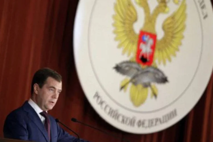 Presidente russo, Dimitri Medvedev: Rússia votou junto ao Conselho de Seguraça da ONU um pacote de sanções contra o Irã por causa de seu programa nuclear (Sergey Ponomarev/AFP)