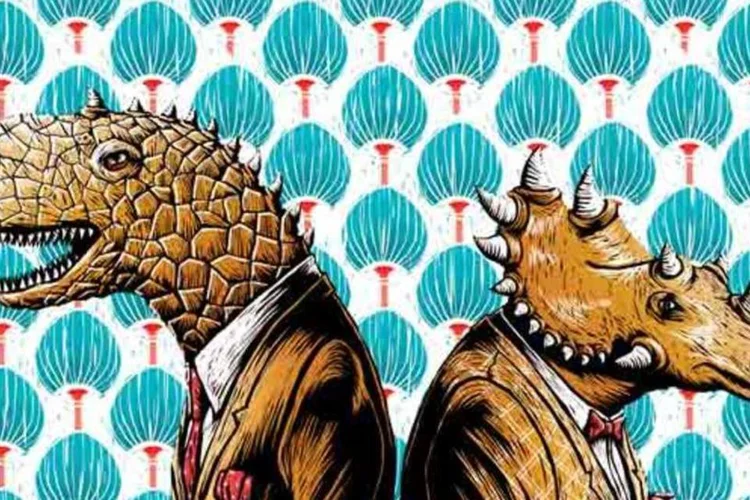 Ilustração - Dinossauros de terno e gravata (Adams Carvalho/EXAME.com)
