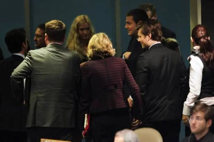 Os diplomatas deixam o plenário da ONU durante a fala de Mahmud Ahmadinejad, (Spencer Platt/Getty Images)