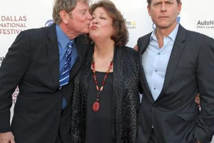 Diretor de Heaven is for Real, Randall Wallace (E), com os atores Margo Martindale e Greg Kinnear: filme é uma adaptação do best-seller de mesmo nome (Stewart F. House/AFP)
