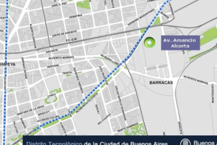 Mapa da prefeitura de Buenos Aires mostra parte da área onde será feito o Distrito Tecnológico