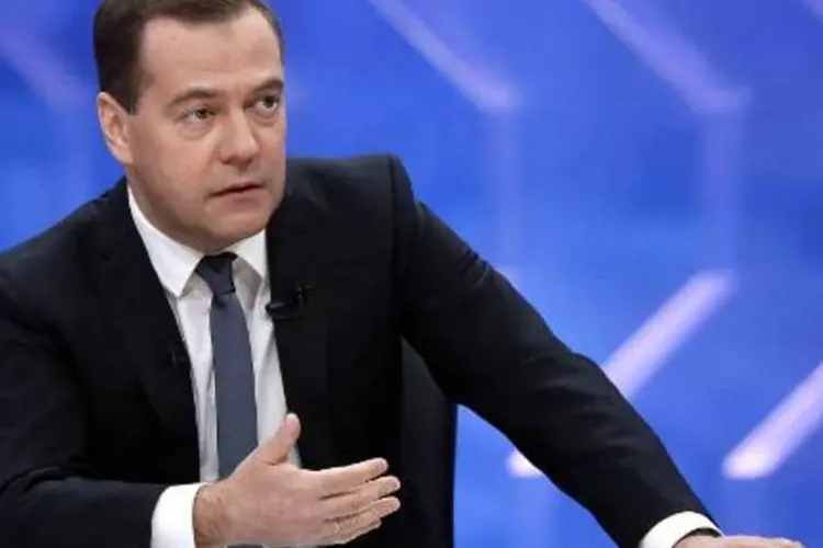 
	O premier da R&uacute;ssia, Dmitry Medvedev: primeiro-ministro indicou que 2015 foi para a R&uacute;ssia &quot;talvez o ano mais duro da &uacute;ltima d&eacute;cada&quot;
 (Dmitry Astakhov/AFP)