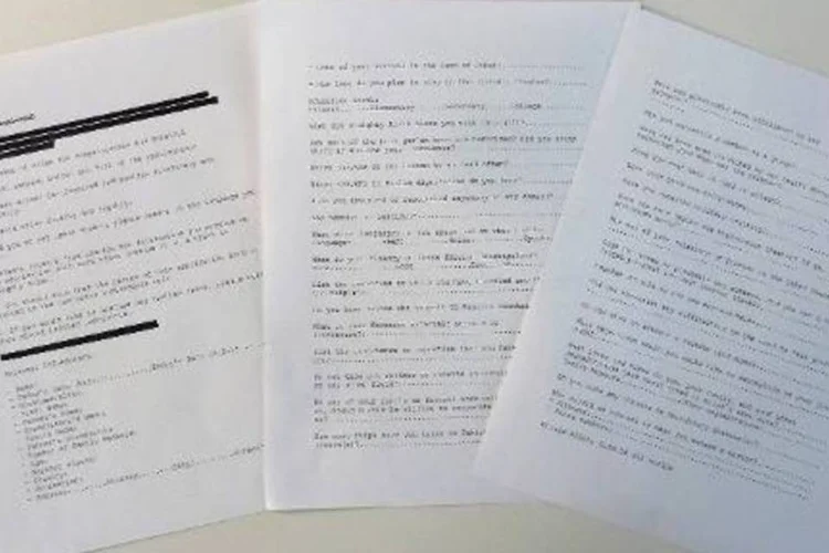 Ficha de recrutamento da Al-Qaeda, traduzida pela CIA: documentos são as traduções para o inglês, mas não houve condições de verificar de forma independente a procedência do material nem a qualidade da tradução (STF/AFP)