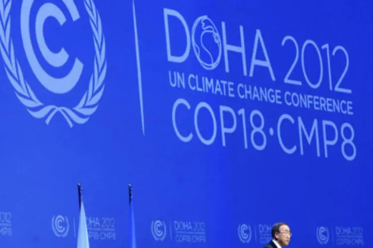 O secretário-geral da ONU, Ban Ki-moon: os negociadores do clima estão em Doha para a COP18 desde o dia 26 de novembro (REUTERS/Fadi Al-Assaad)
