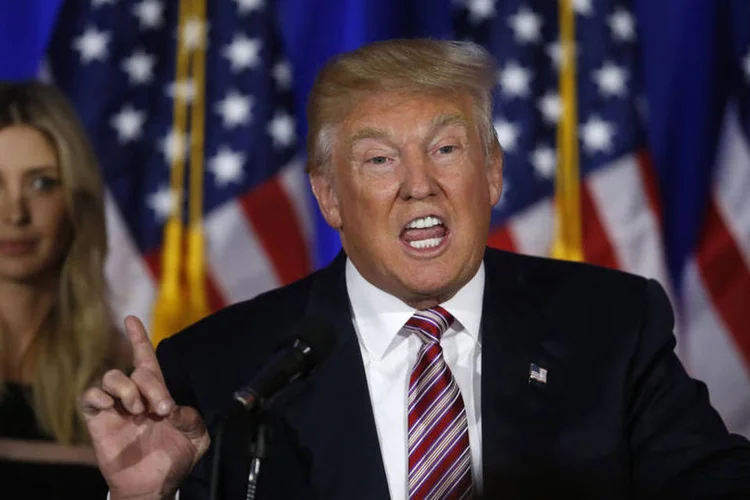 
	Trump: como vem acontecendo nas pr&eacute;vias das &uacute;ltimas semanas, Trump concorreu sem rivais, ap&oacute;s as desist&ecirc;ncias de Ted Cruz e John Kasich
 (Carlo Allegri / Reuters)
