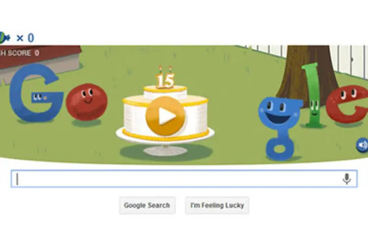 
	Doodle do Google: buscador comemora nesta sexta-feira 15 anos de exist&ecirc;ncia. Para celebrar, empresa colocou no ar um divertido doodle em sua p&aacute;gina inicial
 (Reprodução/Exame.com])