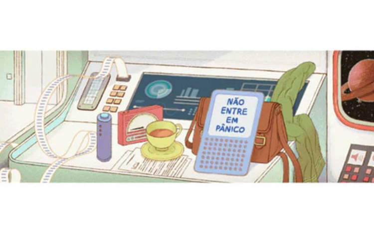 Doodle do Google em homenagem ao escritor Douglas Adams contém referências ao legado e ideias do britânico que completaria 61 anos hoje (Google)