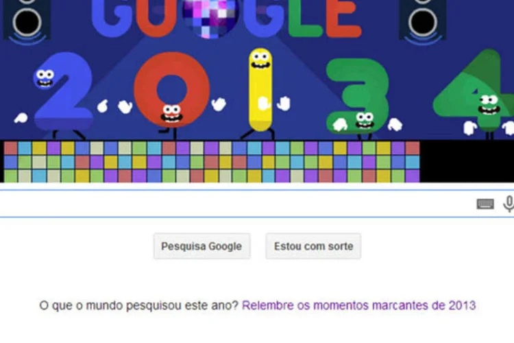 Doodle em celebração da chegada de 2014: Google aguarda pelo novo ano com doodle animado e dançante (Reprodução/EXAME.com)