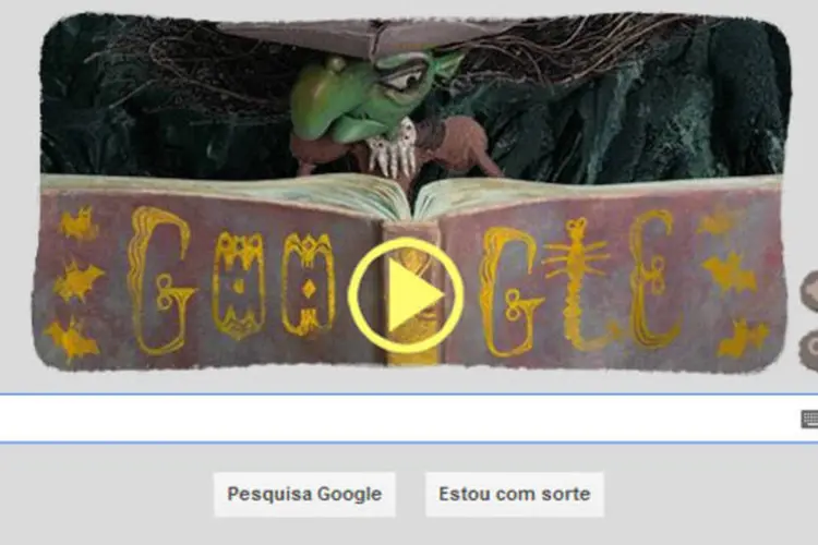 Doodle em comemoração ao dia 31 de outubro: Google faz homenagem ao Dia das Bruxas com doodle interativo em sua página inicial de buscas da Inglaterra (Reprodução/Exame.com)